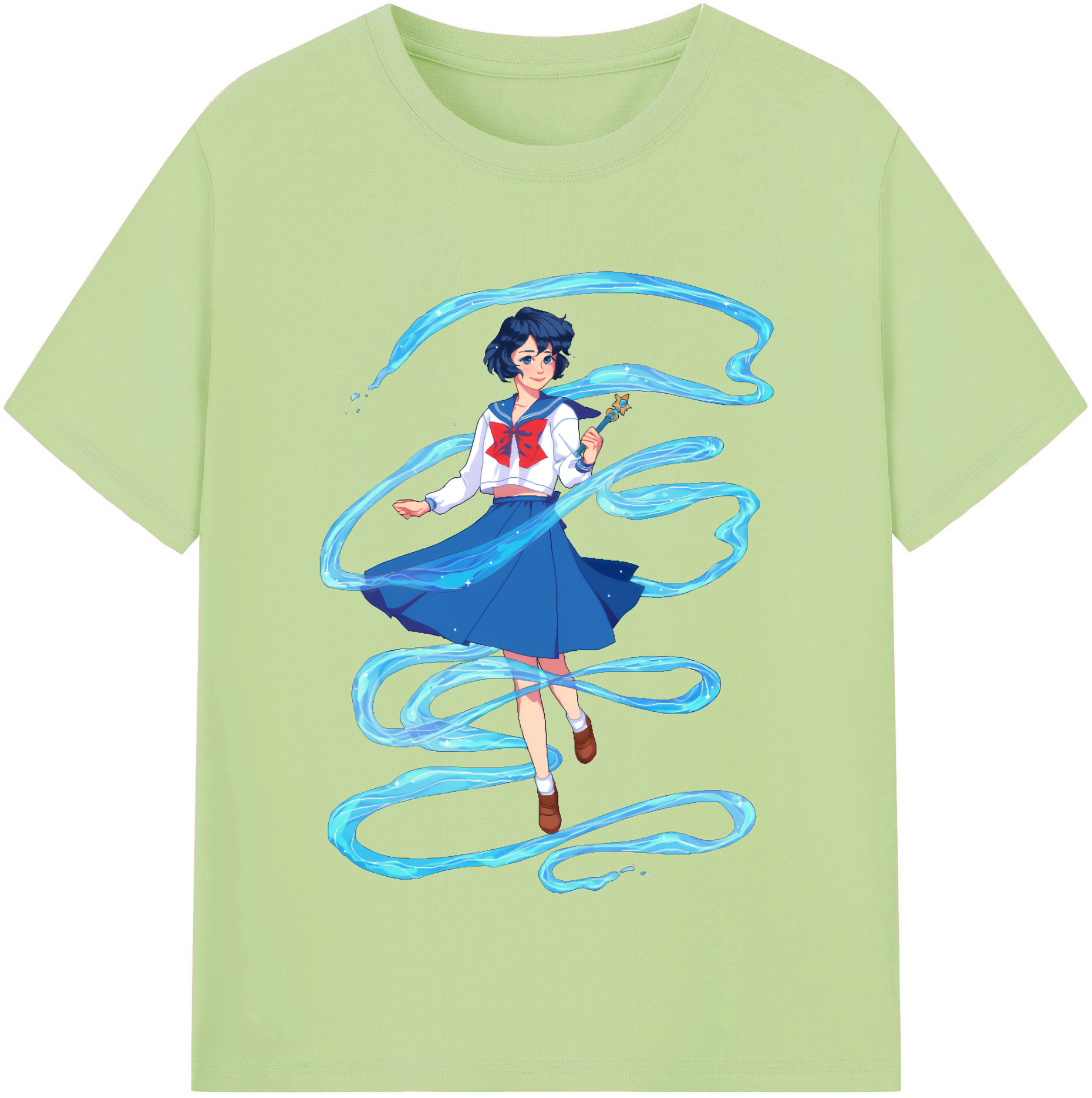 （画像用） 美少女戦士セーラームーン 水野 亜美 みずの あみ Sailor Moon Mizuno Ami 綿100％半袖Tシャツ（フロントプリント）